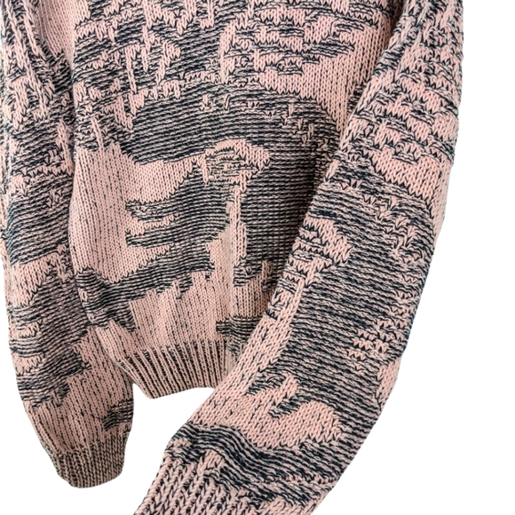 Chunky Pink Dragon Graphic Print 3D Oversized Knit Sweater sz Medium - Picture 3 of 8
